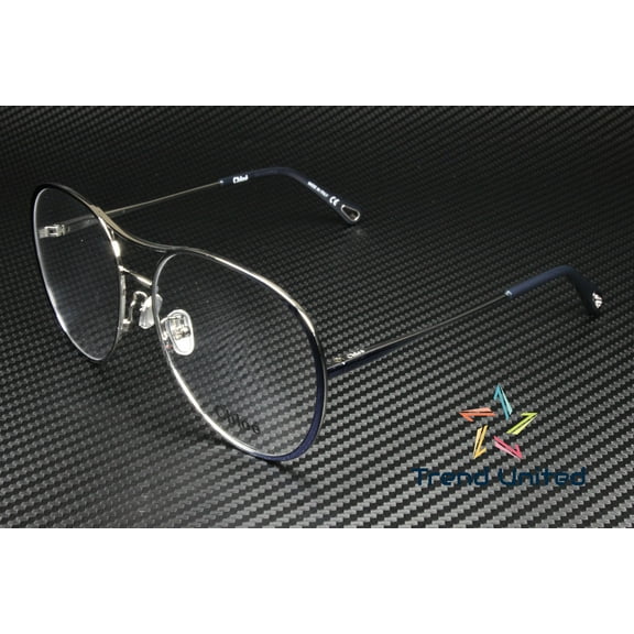 CHLOE CH0019O 001 Round Blue Shiny Demo Lens 58 mm Women's Eyeglasses