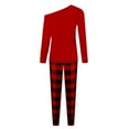 thumbnail image 4 of Sunsent Christmas Pajamas Set for Women Matching Christmas Women's Off-Shoulder Top Plaid Pants Home Suit Wear, 4 of 9