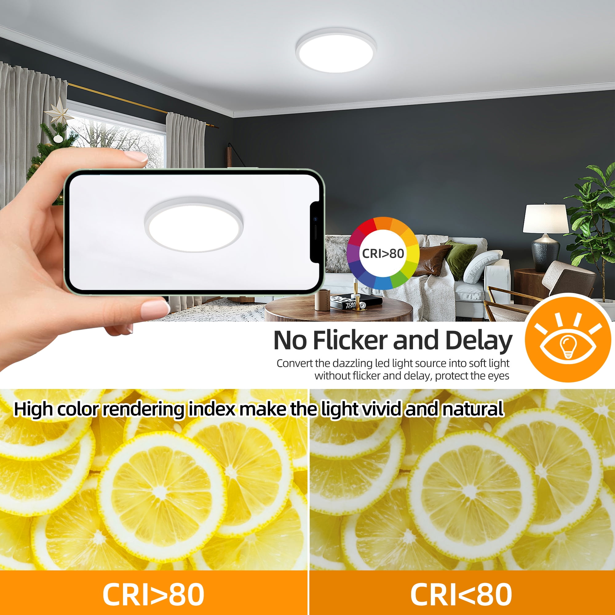 Hlite 4 Pack 12" LED Ceiling Light, 24W 3CCT Selectable Flush Mount Light,Damp Rated Close to Ceiling Light for Bathroom(White)