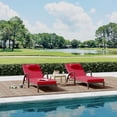 thumbnail image 3 of YUSAZENS 2 Pcs Chaise Longue d'Extérieur, Fer + Rotin + Coussin Doux, Chaise Longue Inclinable Confortable pour Patio Rouge, 3 of 7