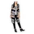 thumbnail image 2 of Planet Gold Womens Striped Hooded Cardigan Sweater, Blue, Juniors, X-Small, 2 of 2