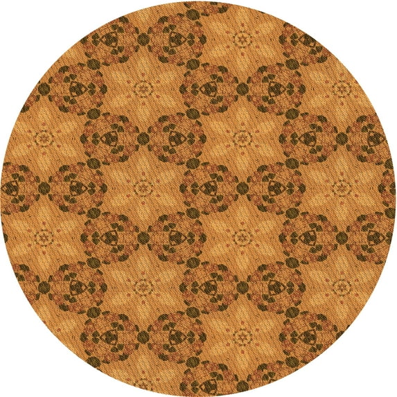 Ahgly Company Indoor Round Patterned Mahogany Brown Area Rugs, 7' Round