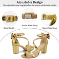 thumbnail image 5 of Ecetana Women's High Heel Sandals with Bow Strappy Chunky Heel Dress Shoes for Party Wedding, 5 of 7