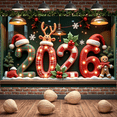 thumbnail image 2 of Festive Design Merry Christmas Banner Holiday Decoration Gold Light Up 2026 Banner for Christmas Party Celebration Indoor Decor, 2 of 9