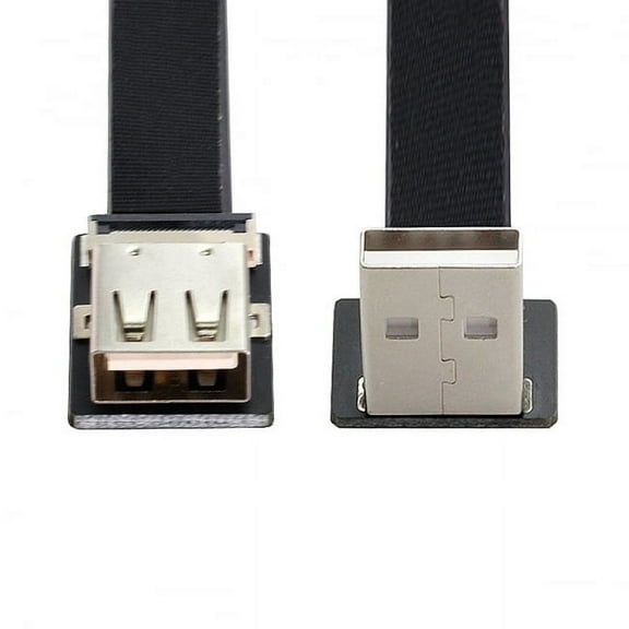 Xiwai Up Angled USB 2.0 Type-A Male to Female Extension Data Flat Slim FPC Cable for FPV and Disk and Scanner and Printer