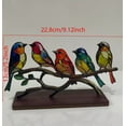 thumbnail image 6 of Stained Glass Birds on Branch Desktop Ornaments, Double Sided Multicolor Style Bird Statue Ornaments for Home Office Decor, Five birds, 6 of 6