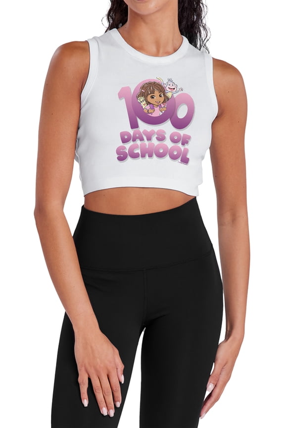 100 Days Women's Sleeveless Crop Top Tank, White, X-Small