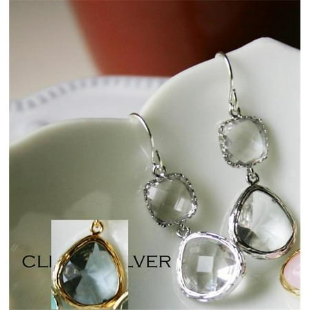 Gray Gemstone Earrings - Rebecca GDESSG Gemstone Dangle Earrings - Smokey Gray