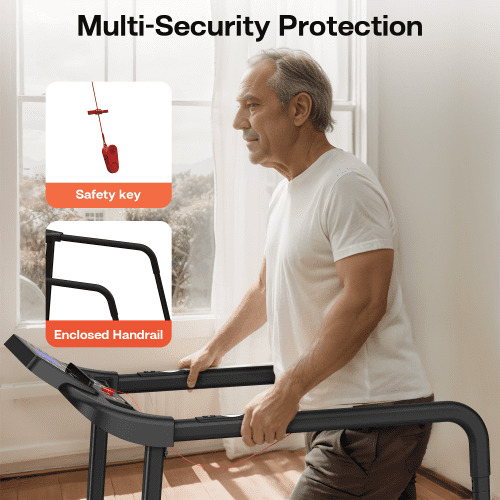 ACE-FIT,Foldable Walking Pad,Exercise Treadmill with Stable and Safe Structural Design,Long Handrail for Balance,Large LED Display(300 LBS Capacity) for Elderly,Senior