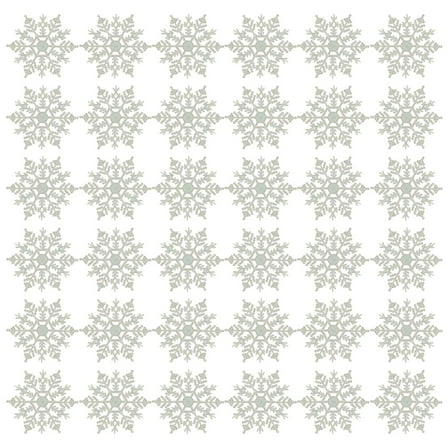 BOPORO Home Decoration Glitter Snowflake Silver Plastic Christmas Decorative Ornaments 36 Count (A)