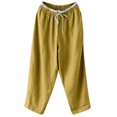 thumbnail image 2 of Summer Savings Clearance! Edvintorg Korean Style Clothes Fashion Women Cotton And Linen Summer Pants Casual Solid Elastic Waist Pocket Loose Harem Pants With Drawstring Yellow XL, 2 of 7