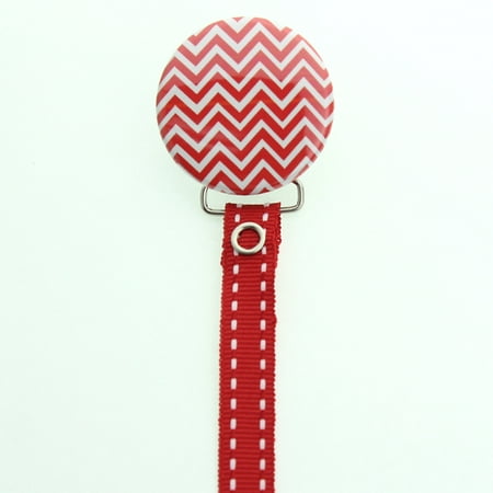 Chevron Design Ribbon Pacifier Clip