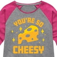 thumbnail image 3 of Instant Message - You're So Cheesy - Toddler & Youth Girls Raglan Graphic T-Shirt, 3 of 5