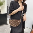 thumbnail image 5 of HUISZJ Faux Suede Rivet Shoulder Bag, Women Underarm Bag with Zipper, Studded Crossbody Bag for School Work Shopping Travel (Coffee), 5 of 10