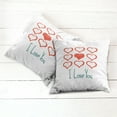 thumbnail image 6 of Ambesonne Romantic Throw Pillow Cover 2 Pack, Scribble Red Hearts, 16", Vermilion Teal White, 6 of 7