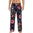 thumbnail image 2 of Kdxio Dancing Skeletons Floral Garden Print Men's Sleep Pajama Pant Lounge Pants with Pockets, 2 of 8