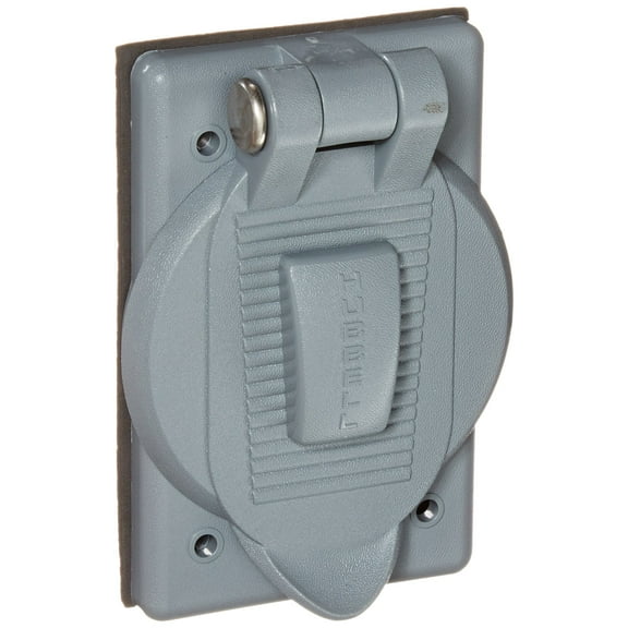 Hubbell Wiring Systems HBL7423WO Valox Spring-Loaded Lift Cover for Weather Proofing Single Straight Blade Receptacles, Gray CA2