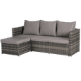 thumbnail image 5 of 2-Piece Patio Furniture Set, Outdoor Woven Sectional L- Shaped Patio Furniture , Wicker Conversation Set with Ottoman, Detachable Lounger Table for Backyard Poolside (Dark Grey), 5 of 11
