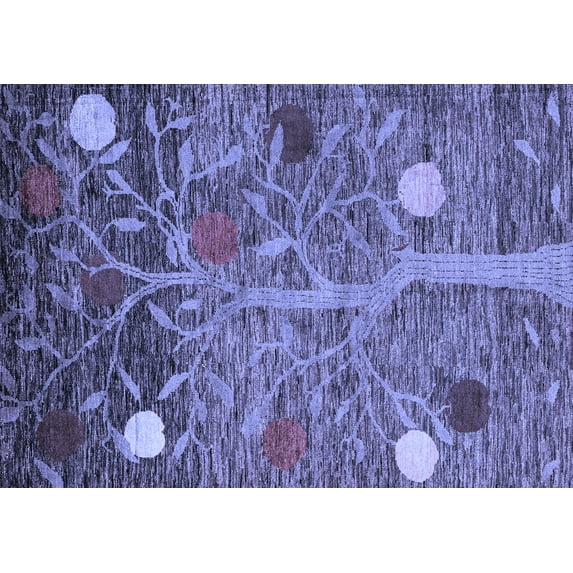 Ahgly Company Machine Washable Indoor Rectangle Abstract Blue Modern Area Rugs, 7' x 9'