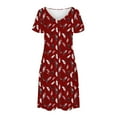 thumbnail image 3 of Robe Imprimée Florale pour Femmes Été Décontractée Manches Courtes Col en V T-Shirt Robe Coupe Ample Style Tunique, 3 of 7