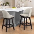 thumbnail image 3 of Dycanpo 26'' Swivel Bar Stools Set of 3, Counter Stools with Back & Footrest for Kitchen,Light Gray, 3 of 12