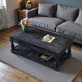 thumbnail image 2 of GZXS 47.24" Lift Top Coffee Table in Antique Black, Rustic Wood Coffee Table with Hidden Storage, Two-Tier Design & Weathered Finish for Home Decor, Small Apartments, 2 of 8