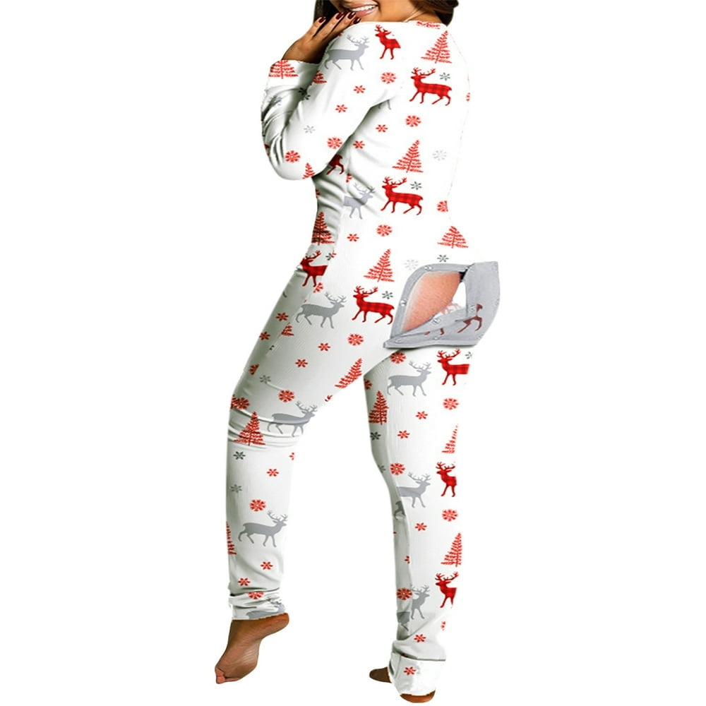 Christmas Pajamas Novelty Onesies For Adults PENGXIANG Christmas Onesie  Pajamas For Women Butt Flap Adults, image size:1000x1000