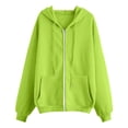 thumbnail image 4 of Basic Zip Up Hoodie for Women 2026 Trendy Casual Full Zipper Plain Cardigan Hooded Sweatshirt with Pockets Jacket Outerwear, 4 of 5