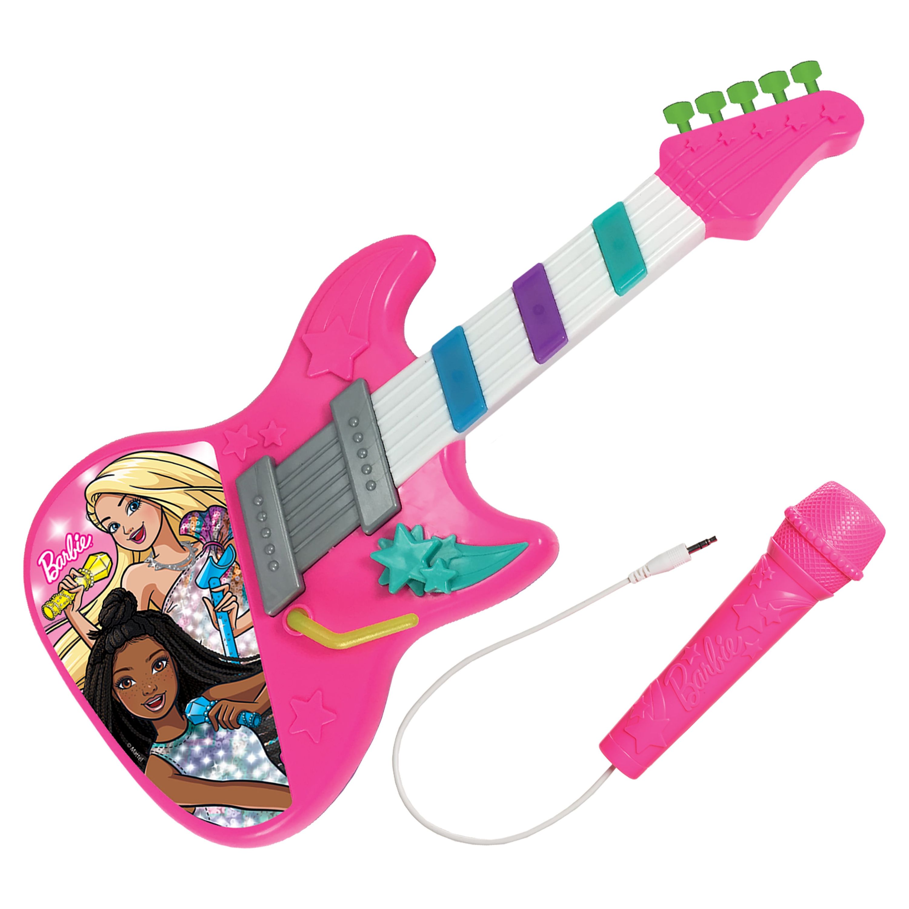 Barbie Rock Star Guitar, Interactive Electronic Toy Guitar with Lights, Sounds, and Microphone,  Kids Toys for Ages 3 Up, Gifts and Presents - image 4 of 11
