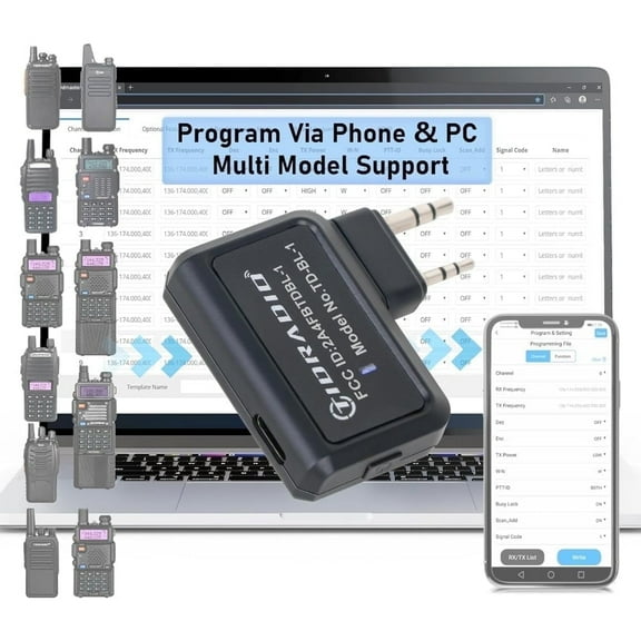 TIDRADIO Ham Radio Wireless Programmer Adapter APP and PC Program for UV-5R and Multiple Models No Driver Issues Instead of Program Cable