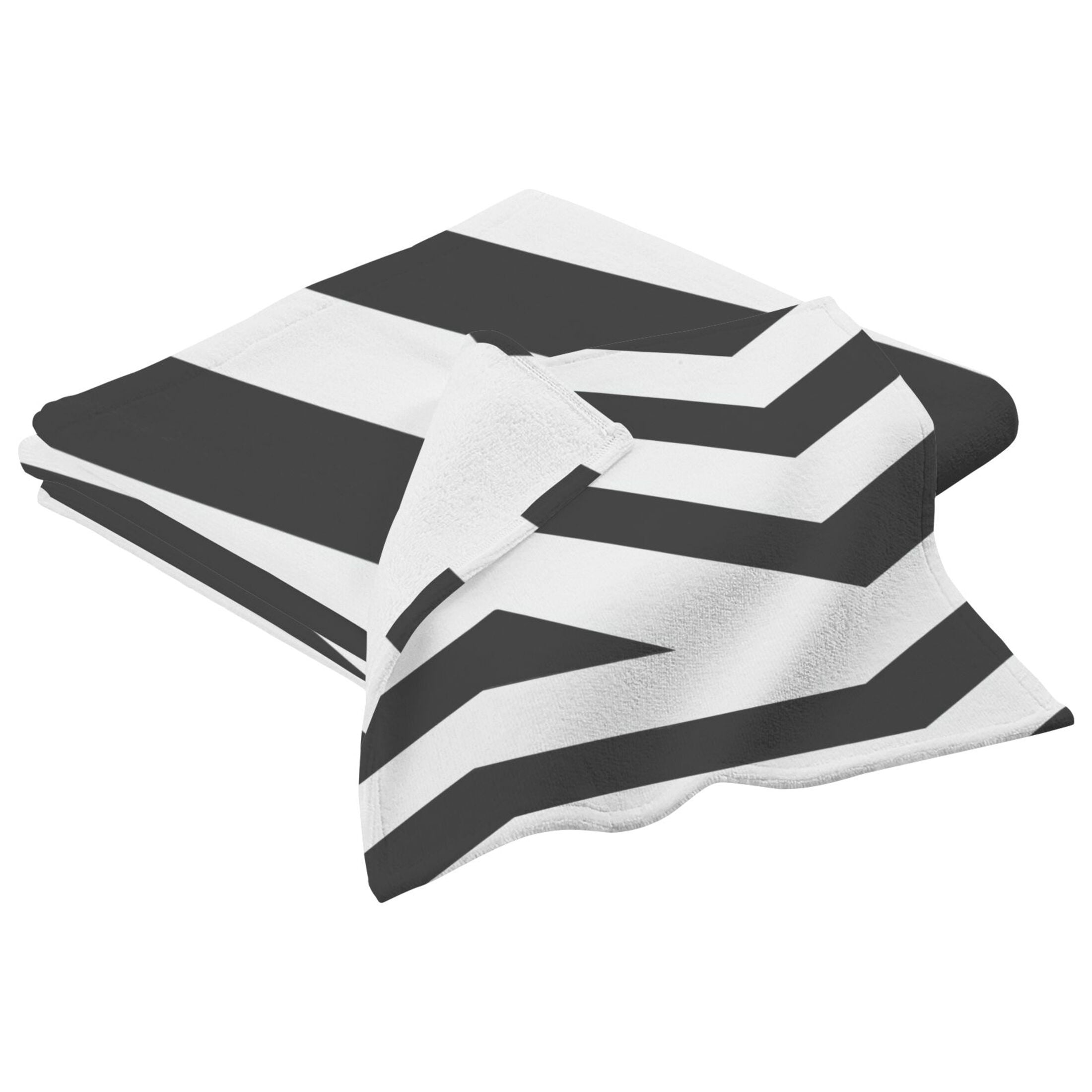 Black and White Stripes 2 Piece Cotton Bath and Face Towel Set Soft and Absorbent, for Beach Pool Bathroom