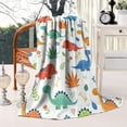 thumbnail image 2 of White Cartoon Dinosaurs Bones Pattern Blanket,Comfortable Soft Lamb Wool Throw Blanket,All Season,Warm Lightweight Blankets for Sofa Bed Couch Living Room Chair,60"x80", 2 of 4