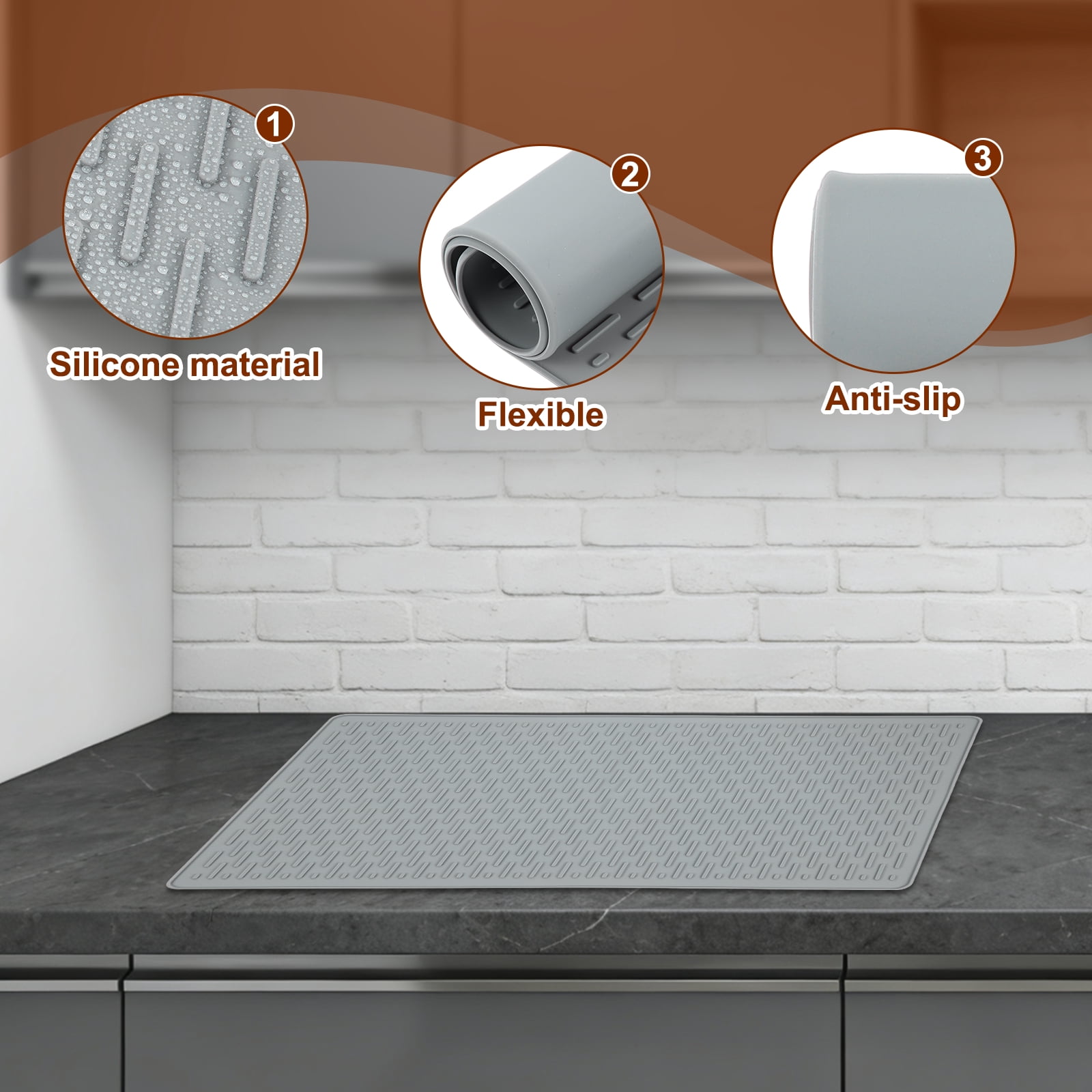 Uxcell Stove Top Covers for Electric Stove, 20 x 12  Inch Silicone Cooktop Protector Waterproof Oven Cover Dish Drying Striped Mats for Kitchen Glass Top, Stovetop, Oven, Grey