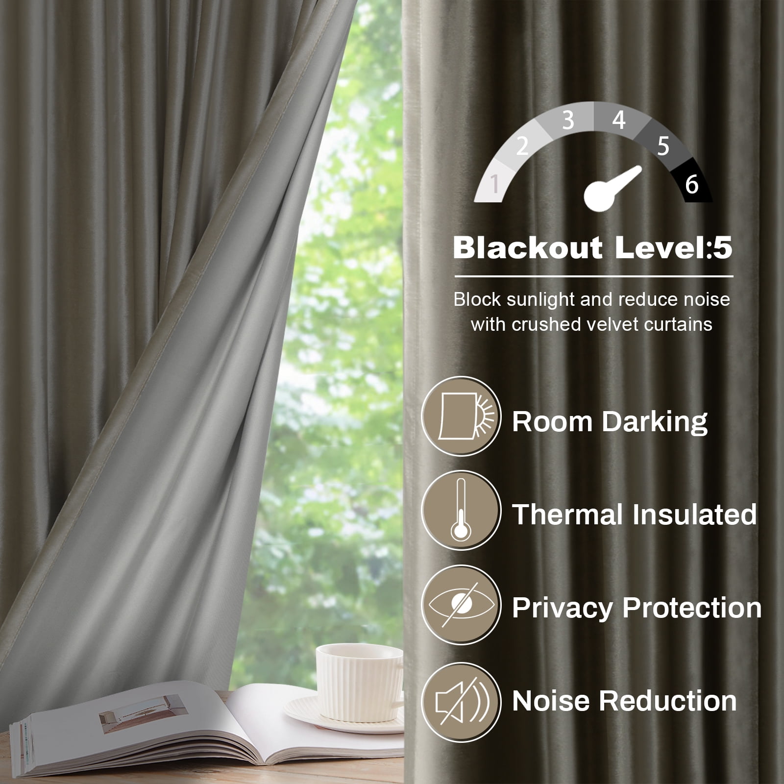 Lapalife 2 Panels Luxury Blackout Velvet Curtains, 84 inches Length Rod Pocket Thermal Insulated Soft Elegant Window Curtains for Bedroom Living Room, Champagne