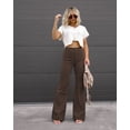 thumbnail image 1 of Pantalones elegantes de pana de color puro para mujer, pantalones ajustados, pantalones casuales de cintura alta, 1 of 6