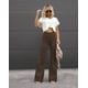 thumbnail image 1 of Pantalones casuales de pana de color sólido de primavera para mujer, pantalones micro elegantes de cintura alta, pantalones con botones, 1 of 6