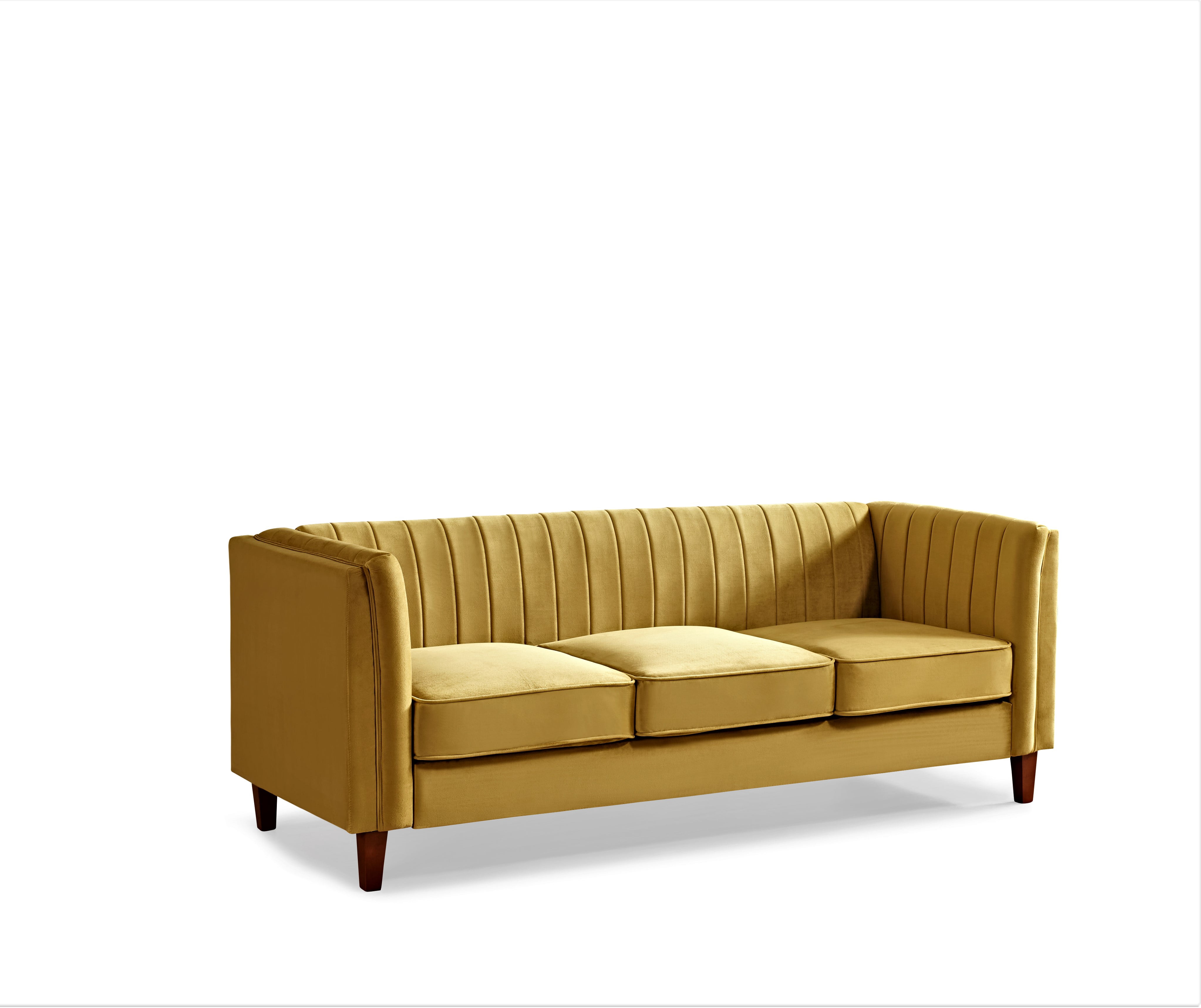 Uspridefurniture Plainfield Line Tufted Square Design 2 PCS Velvet Livingroom Set,  Loveseat Sofa