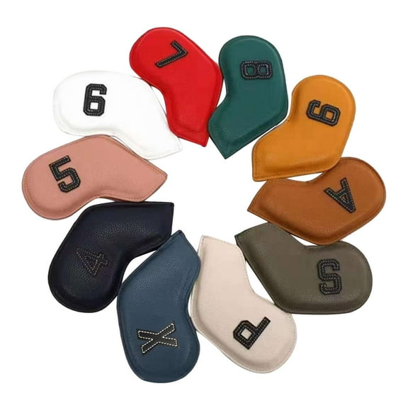 10x Deluxe Leather Golf Iron Headcover Set 4-9,P,A,X Club Head Cover Protector