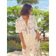 thumbnail image 3 of Conjunto de moda para mujer, de crochet, con aberturas, elegante, con solapa, manga corta, top de un solo pecho, traje para mujer, pantalones de pierna recta y cintura alta, 3 of 5