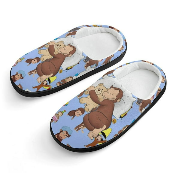 Curious George Cartoon Slippers Cute Cotton Slippers for Boys Girls Kids Favors Shoes 2025 Plush Lightweight Warm Slippers