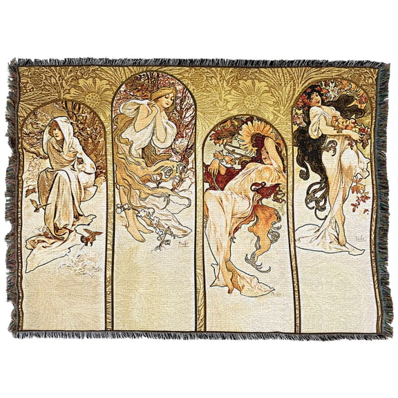 Pure Country Weavers Alphonse Maria Muchas Large Tapestry Throw Woven from Cotton - Made in The USA (72x54)