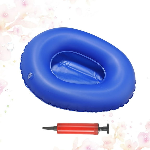 BESTONZON Folding Bed Pan Travel Inflatable Bedpan Blue PVC 1 Set