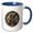 Blue/White, variant on 3drose, Alluring Letter K. Round Rusty Metal Plate Nice Colorful Artsy Gift, 11oz Two-tone Blue Mug