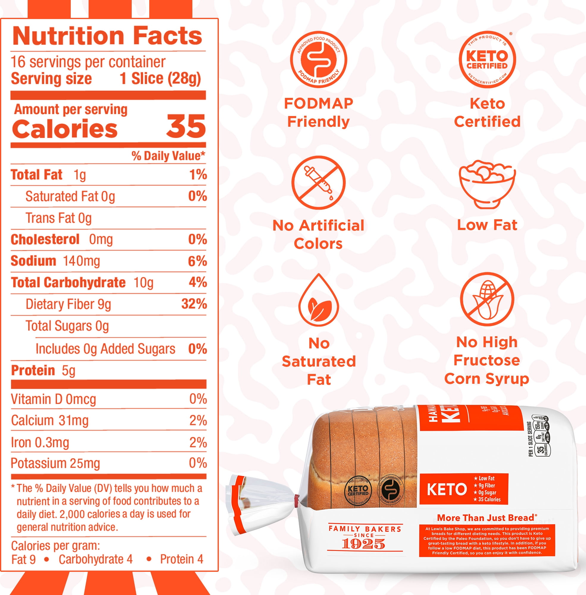 Lewis Bake Shop Better Way Hawaiian Keto Bread, 16 oz