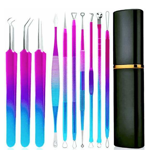 HHBEAUTY Pimple Popper Tool Kit - 10 Pcs Blackhead Remover Comedone Extractor Kit with Box for Quick and Easy Removal of Pimples, Blackheads, Zit Removing, Forehead,Facial and Nose