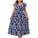 thumbnail image 1 of Vestido de Color Sólido de las Mujeres, Tamaño Grande sin Mangas Botón de Cuello en V Vestido Casual Delantero para la Primavera Y el Verano, Falda de Moda Elástica, 1 of 7