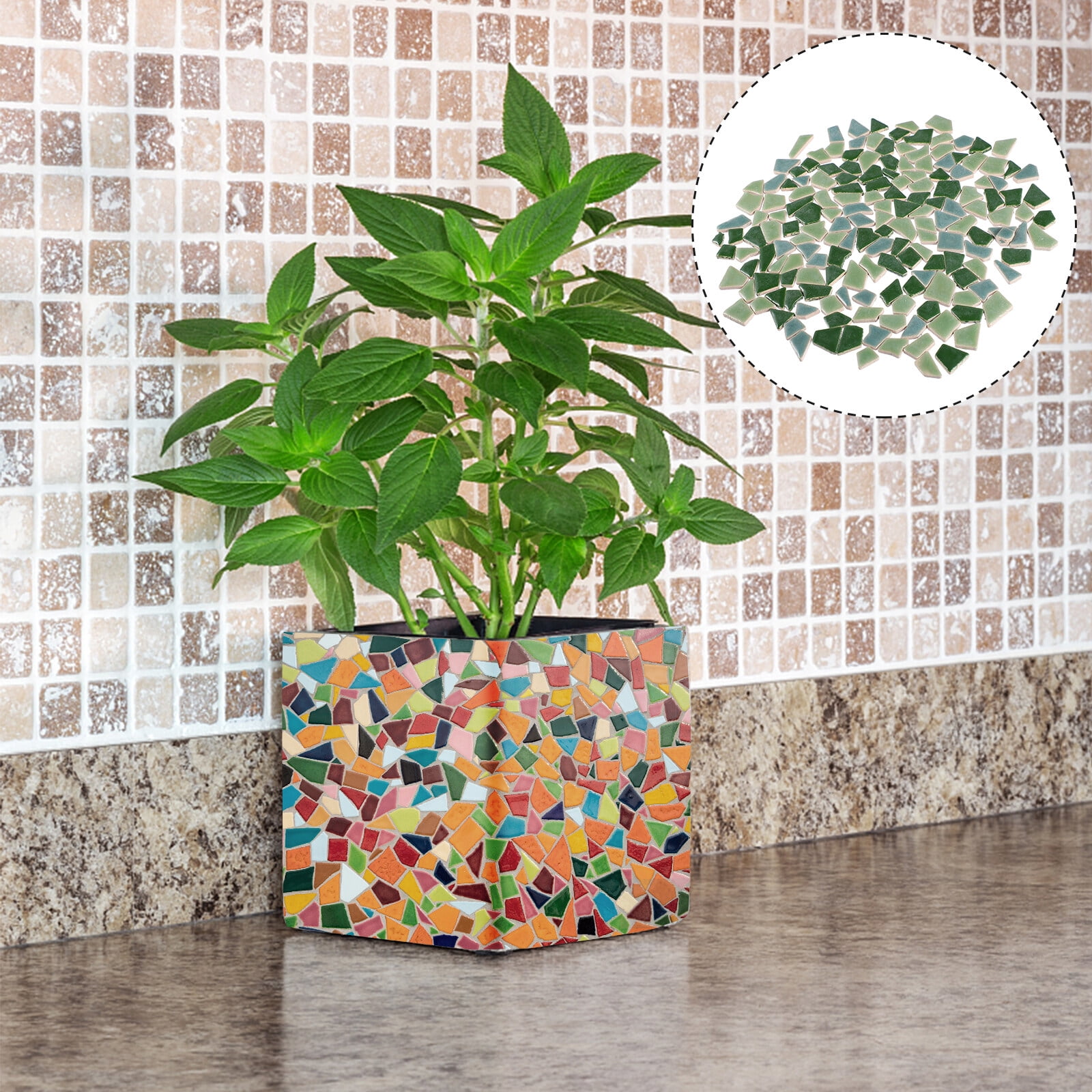 Mosaic Tiles Tile Ceramic Pieces Broken Diy Crafts Irregular Stained Floor Assortment Glazed Backsplash Stone Craft