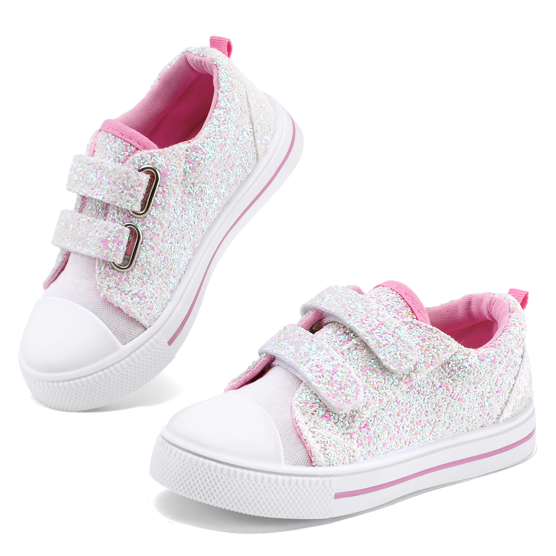Bocca Kid's Walking Sneakers, Pink & White Canvas photo 5