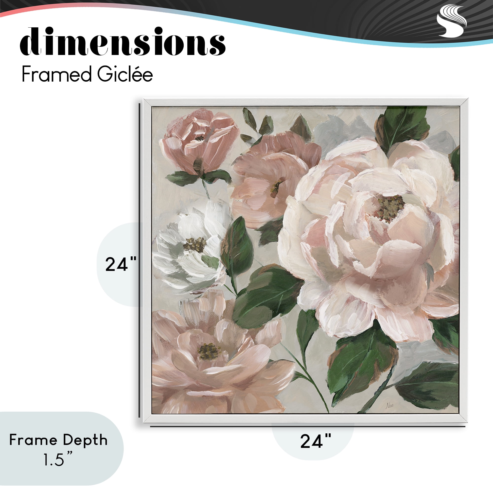 Stupell Industries Delicate Blush Peonies with Leaves White Framed Giclee Art, design by Nan