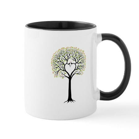 

CafePress - Love Tree With Heart Branches Birds And Hearts Mu - 11 oz Ceramic Mug - Novelty Coffee Tea Cup